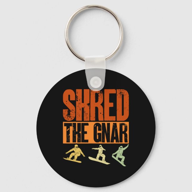 Snowboard Shred Gnar Ski Winter Mountain Gift Nyckelring (Framsida)