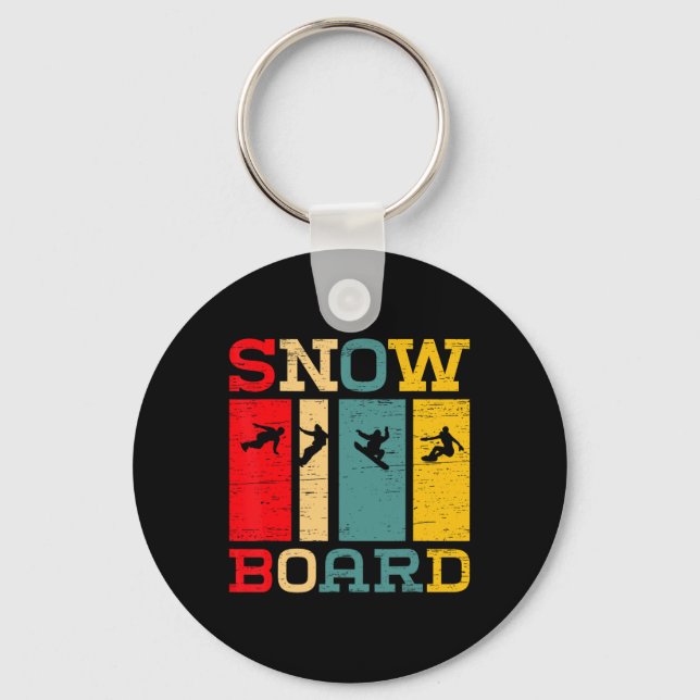 Snowboard Silhouette Vintage Stil Graphic Nyckelring (Framsida)
