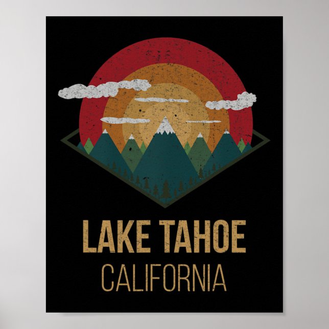 Snowboard Sjö Tahoe California Winter Mountain Gi Poster (Framsidan)