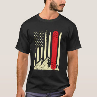 Snowboard Skidåkning Snowboard Amerikansk Flagga S T Shirt