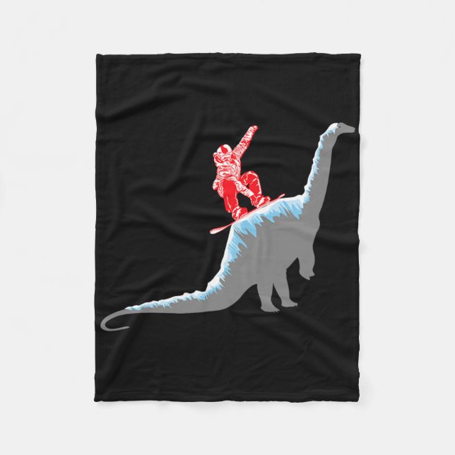Snowboard Snowboardåkare Berg Snowboard Dinosaurie Fleecefilt (Framsidan)