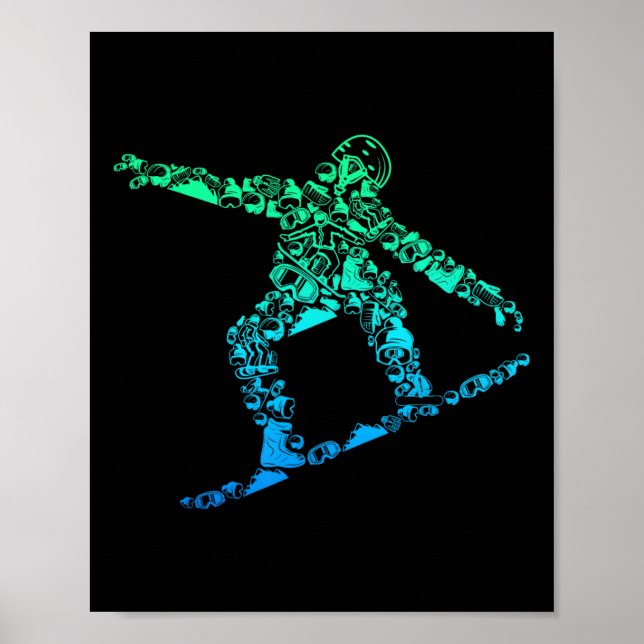 Snowboard Snowboarder Snowboarder Manar Boys Kids Poster (Framsidan)