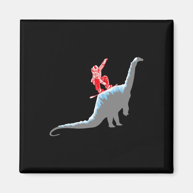 Snowboard Snowboarding Mountain Snowboard Dinosaur Magnet (Framsidan)