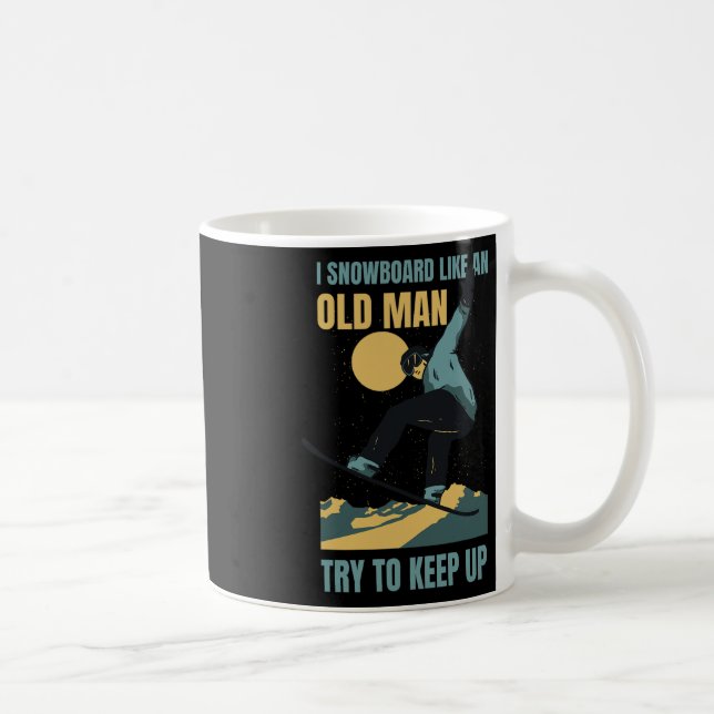 Snowboard som en gammal man, en fin vinter, sporta kaffemugg (Höger)