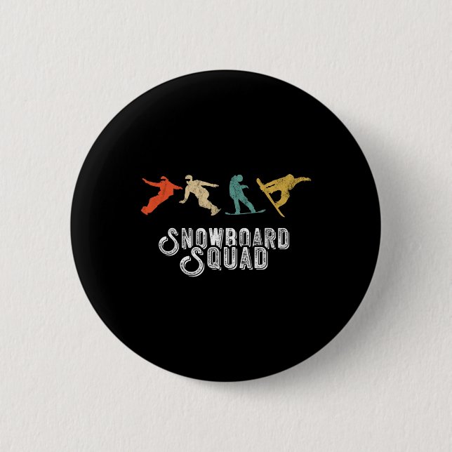 Snowboard Squad Retro Snowboard Winter Sport Snowb Knapp (Framsida)