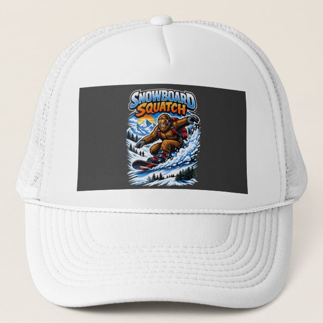 Snowboard Squatch – Rolig Bigfoot Snowboardåkning  Keps (Framsida)