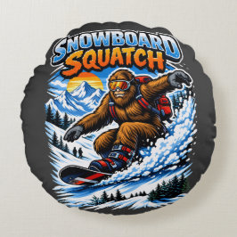 Snowboard Squatch – Rolig Bigfoot Snowboardåkning Rund Kudde