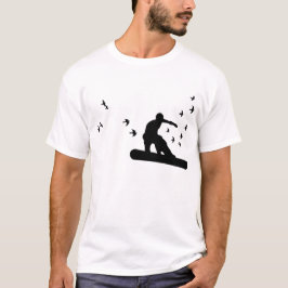 snowboard. stiga ombord med fåglar. blk. t-shirt