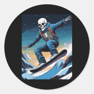 Snowboard Streetwear Snowboarding Skull Snowboarde Runt Klistermärke
