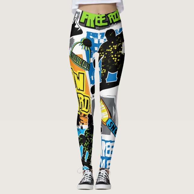 Snowboard Typography: Extreme Barn Background. Leggings (Framsida)