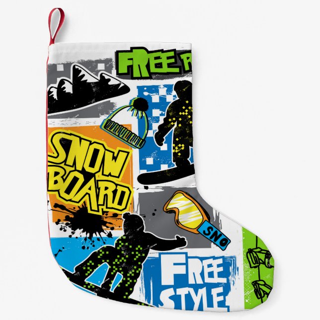 Snowboard Typography: Extreme Barn Background. Liten Julstrumpa (Framsidan)