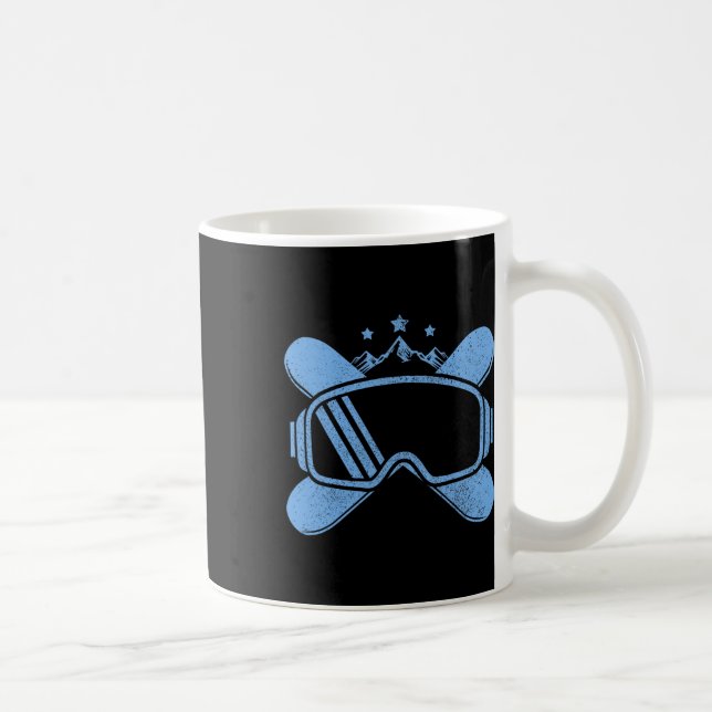 Snowboard - Vintage Mountains Goggles Snowboarding Kaffemugg (Höger)