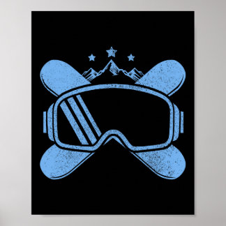 Snowboard - Vintage Mountains Goggles Snowboarding Poster