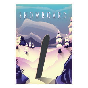 Snowboard vintage stil reseaffisch fototryck