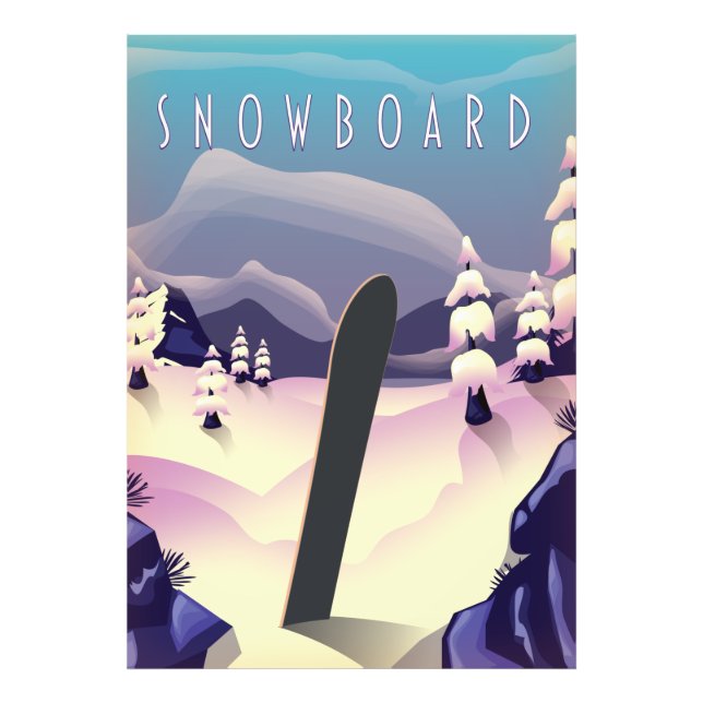 Snowboard vintage stil reseaffisch fototryck (Framsidan)