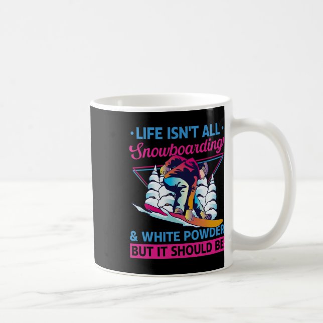 Snowboard White Powder Retro 90 s 80-tal Snowboard Kaffemugg (Höger)