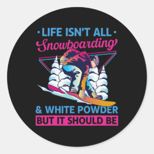 Snowboard White Powder Retro 90 s 80-tal Snowboard Runt Klistermärke