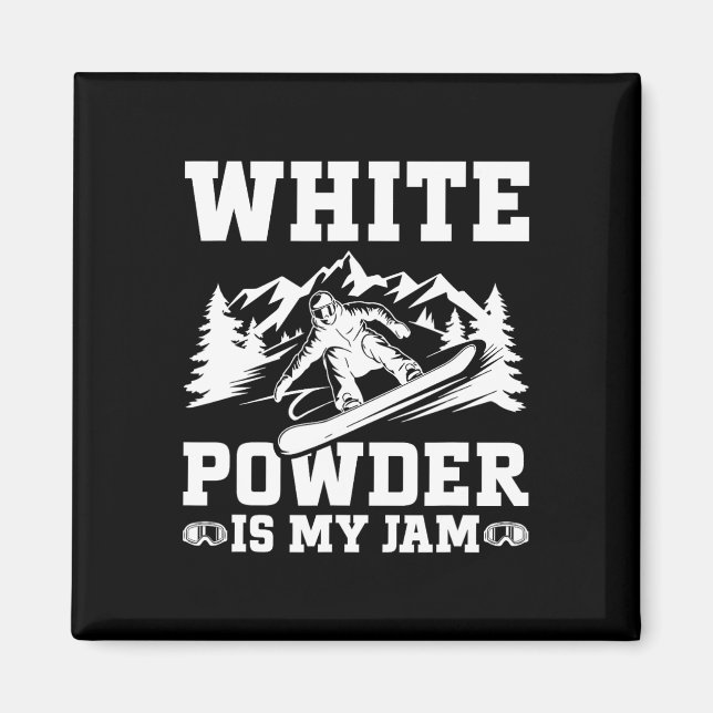 Snowboard White Powder Snö Winter Snowboarding Magnet (Framsidan)
