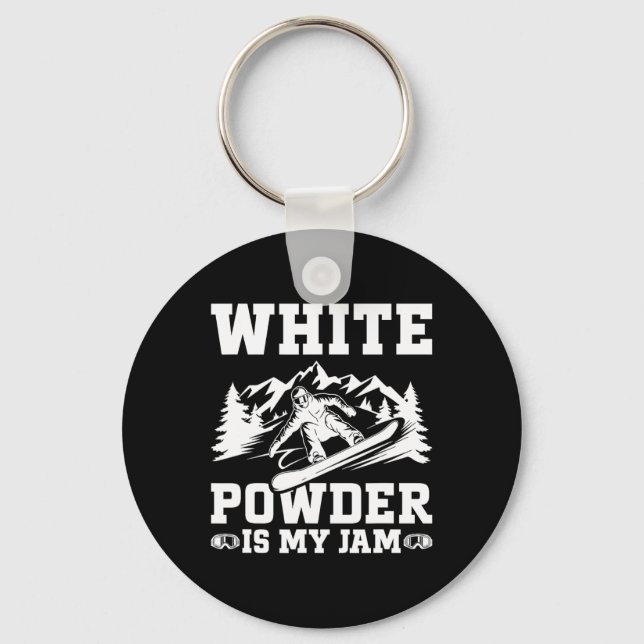 Snowboard White Powder Snö Winter Snowboarding Nyckelring (Framsida)