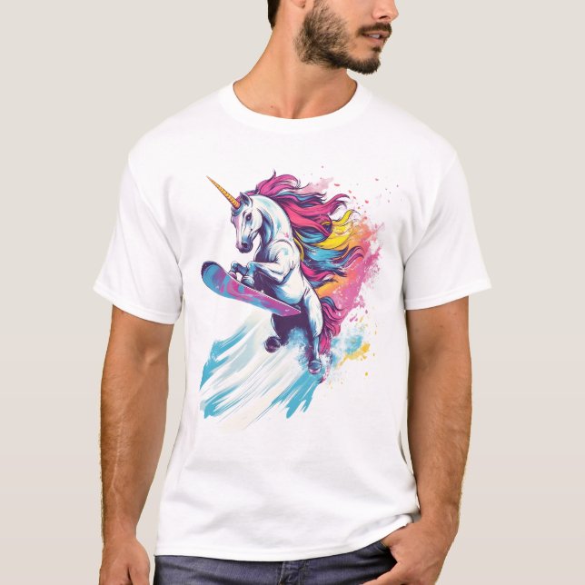 Snowboardåkande Enhörning (1) T Shirt (Framsida)