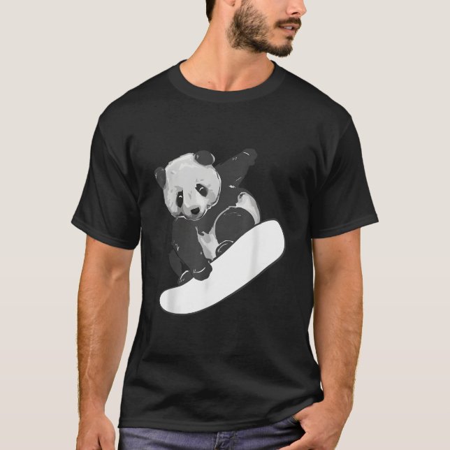 Snowboardåkande Panda T Shirt (Framsida)