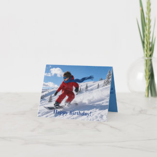 Snowboardåkande pojk födelsedagskort tack kort