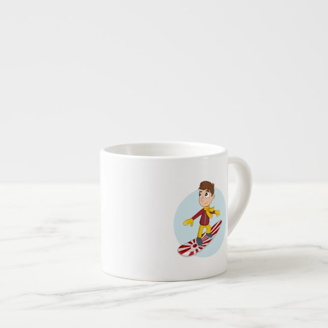 Snowboardåkande pojk-kartong espressomugg (Framsida höger)