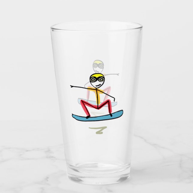Snowboardåkande Stickman Glaskopp (Framsida)