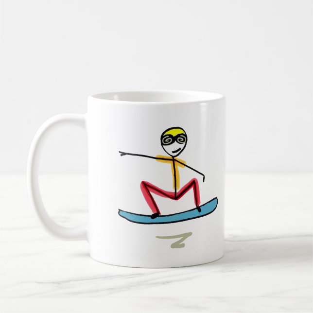 Snowboardåkande Stickman Kaffemugg (Vänster)