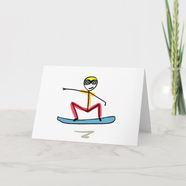 Snowboardåkande Stickman Kort (Framsida)