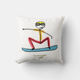 Snowboardåkande Stickman Kudde