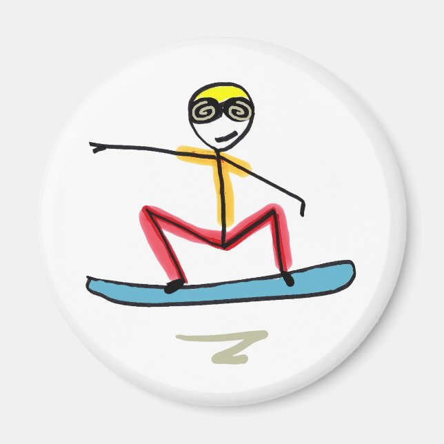 Snowboardåkande Stickman Magnet (Framsidan)