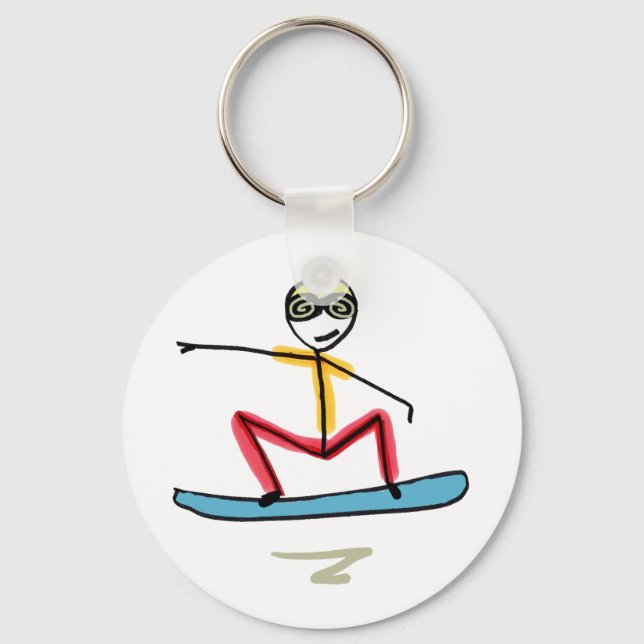 Snowboardåkande Stickman Nyckelring (Framsida)