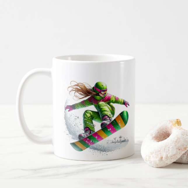Snowboardåkare  kaffemugg (Med munk)