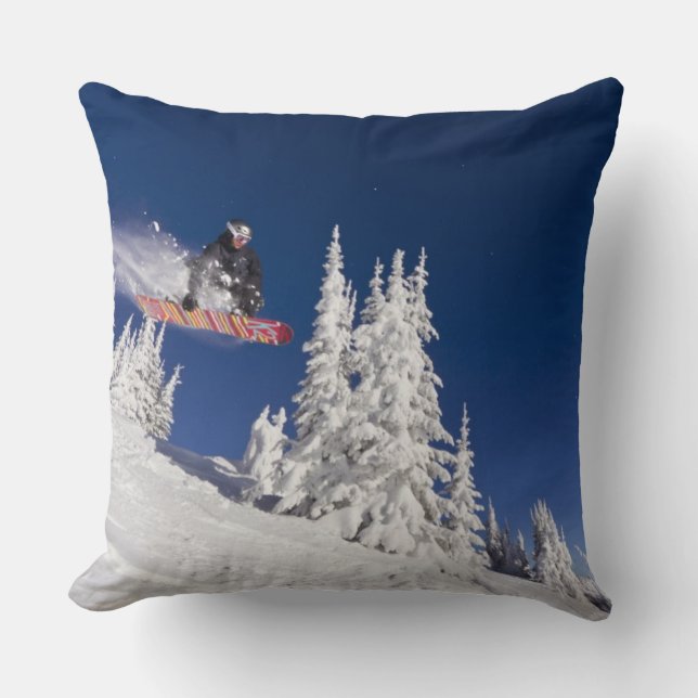 Snowboardåkning på Whitefish Mountain Resort Kudde (Framsida)
