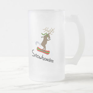 Snowboardeer Funny Snowboarding Reindeer Frostat Ölglas