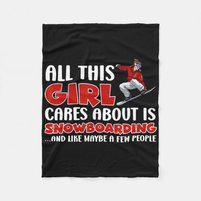 Snowboarden... Den här tjejen bryr sig om är Snö B Fleecefilt (Framsidan)
