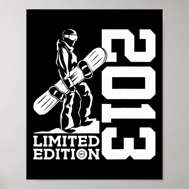 Snowboarder 12:e Birthday Snowboard 2013 Snowboard Poster (Framsidan)