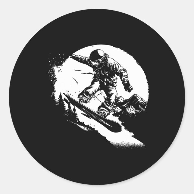 Snowboarder Alpine Snowboarding 1 Runt Klistermärke (Framsida)
