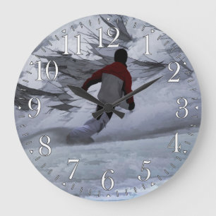 Snowboarder ’Carving the Mountain’ Winter Spor Stor Klocka
