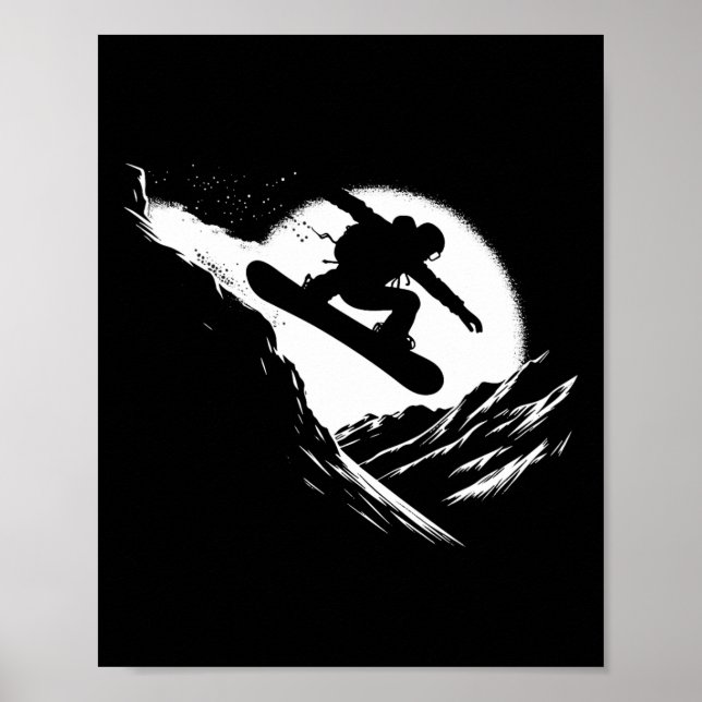 Snowboarder Cliff Snowboarding Snowboard Poster (Framsidan)
