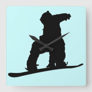 Snowboarder Clock Fyrkantig Klocka