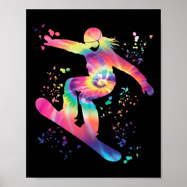 Snowboarder Colorful Snowboard Snowboarding Poster (Framsidan)