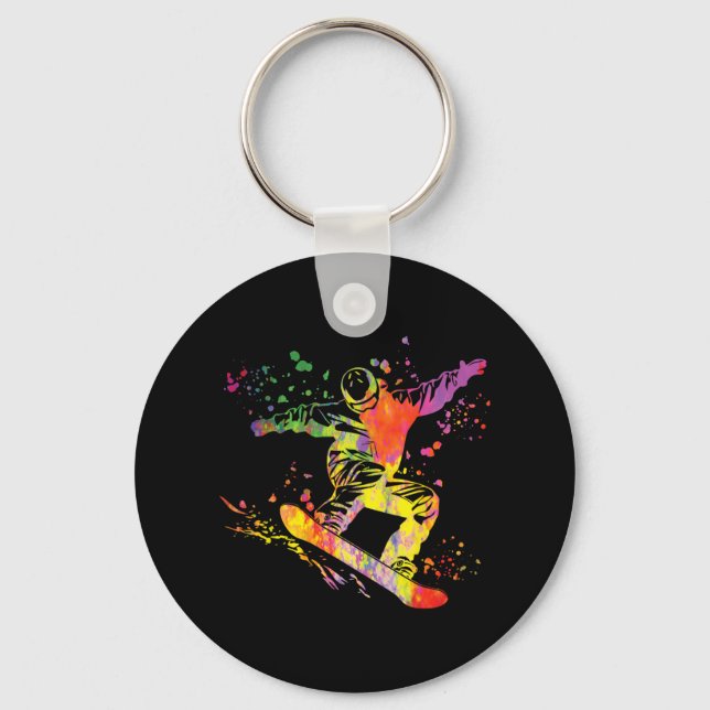Snowboarder Colorful Snowboarding 12 Nyckelring (Framsida)