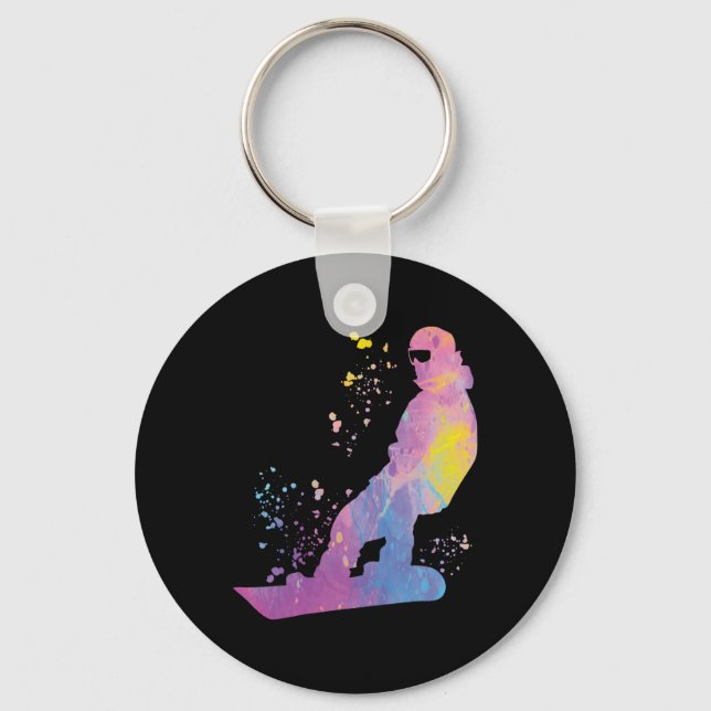Snowboarder Colorful Snowboarding 13 Nyckelring (Framsida)
