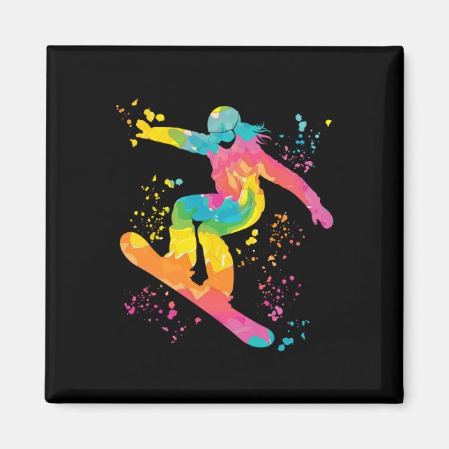 Snowboarder Colorful Snowboarding 22 Magnet (Framsidan)
