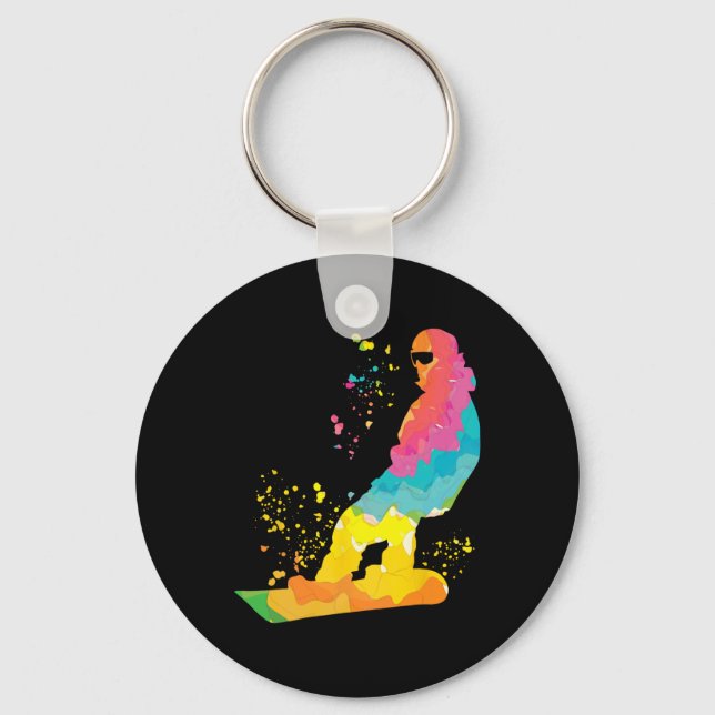 Snowboarder Colorful Snowboarding 30 Nyckelring (Framsida)