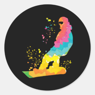 Snowboarder Colorful Snowboarding 30 Runt Klistermärke