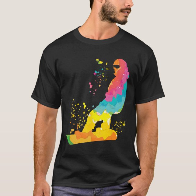 Snowboarder Colorful Snowboarding 30 T Shirt (Framsida)