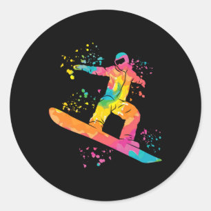 Snowboarder Colorful Snowboarding 44 Runt Klistermärke